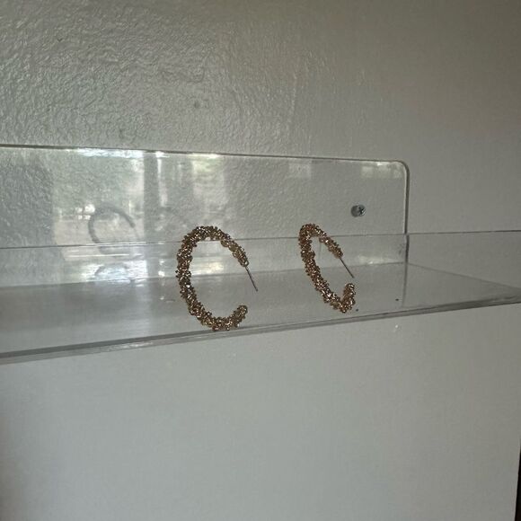 Gold Sparkle Hoop Earrings - Picture 3 of 4